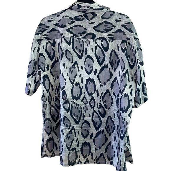 Bogari Vintage Womens Shirt Size M Gray Snake Print Button Down Oversized Fit - Picture 7 of 9